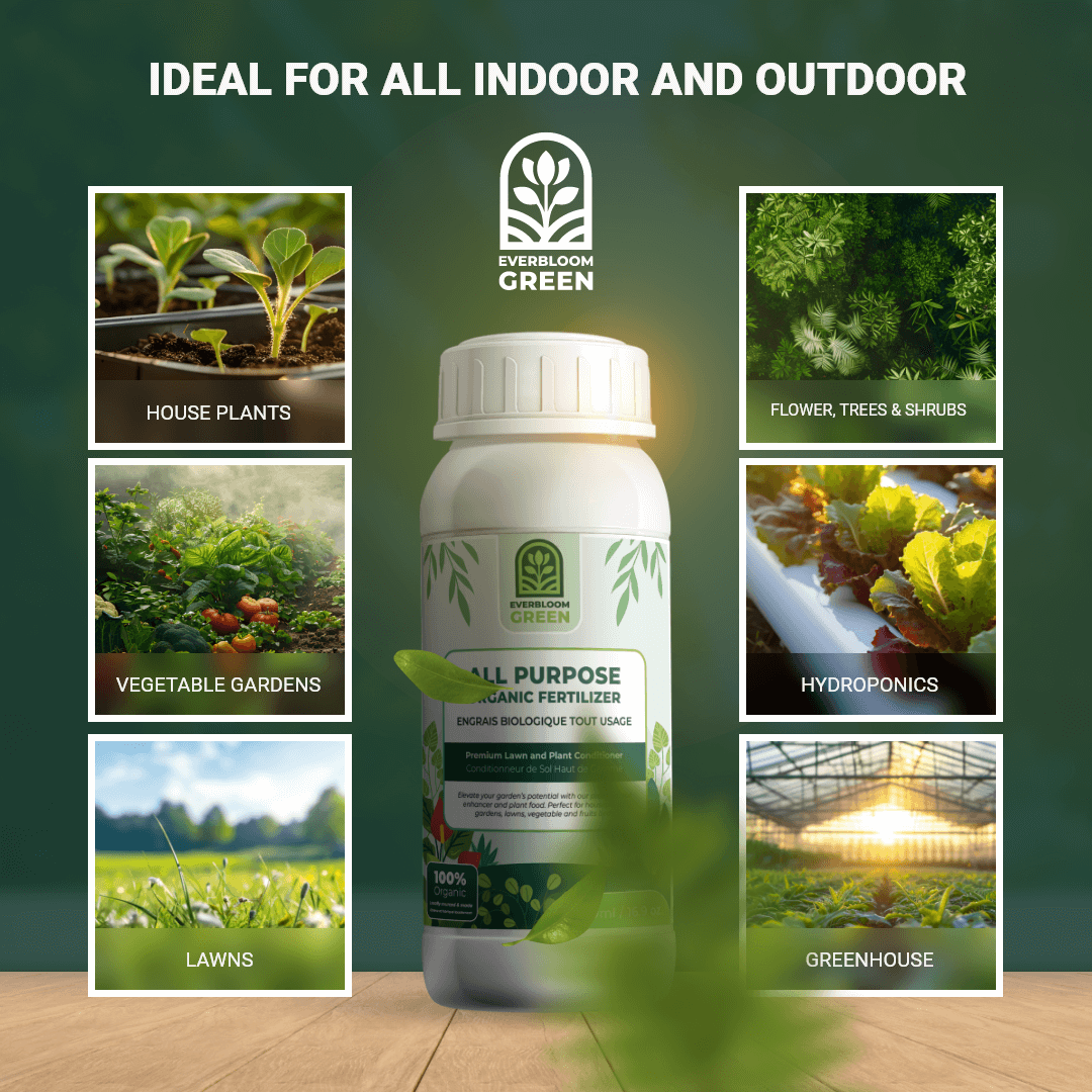 Chart of suitable plants to use with All-Purpose Outdoor organic fertilizer